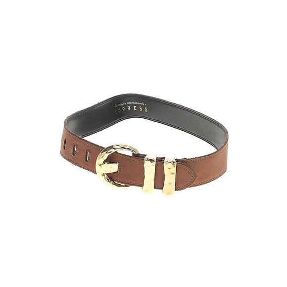 VTG Express Brown Suede Gold Detail Belt Small - Picture 1 of 4